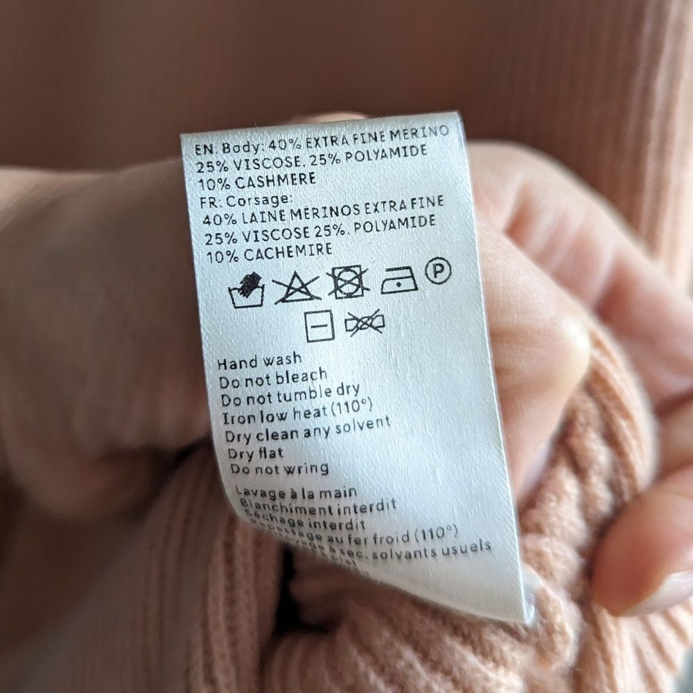 Nanushka Canaan Merino Cashmere Apricot Rib Knit Turtleneck Sweater Dress - Picture 12 of 16